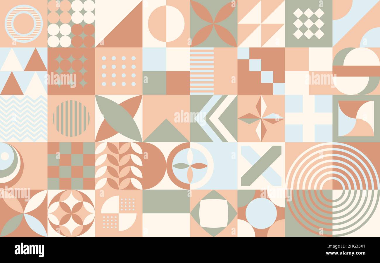 Neo Geometric Pastell Flat Nahtloses Hintergrundmuster abstrakter Vektor für Poster Flyer Stock Vektor