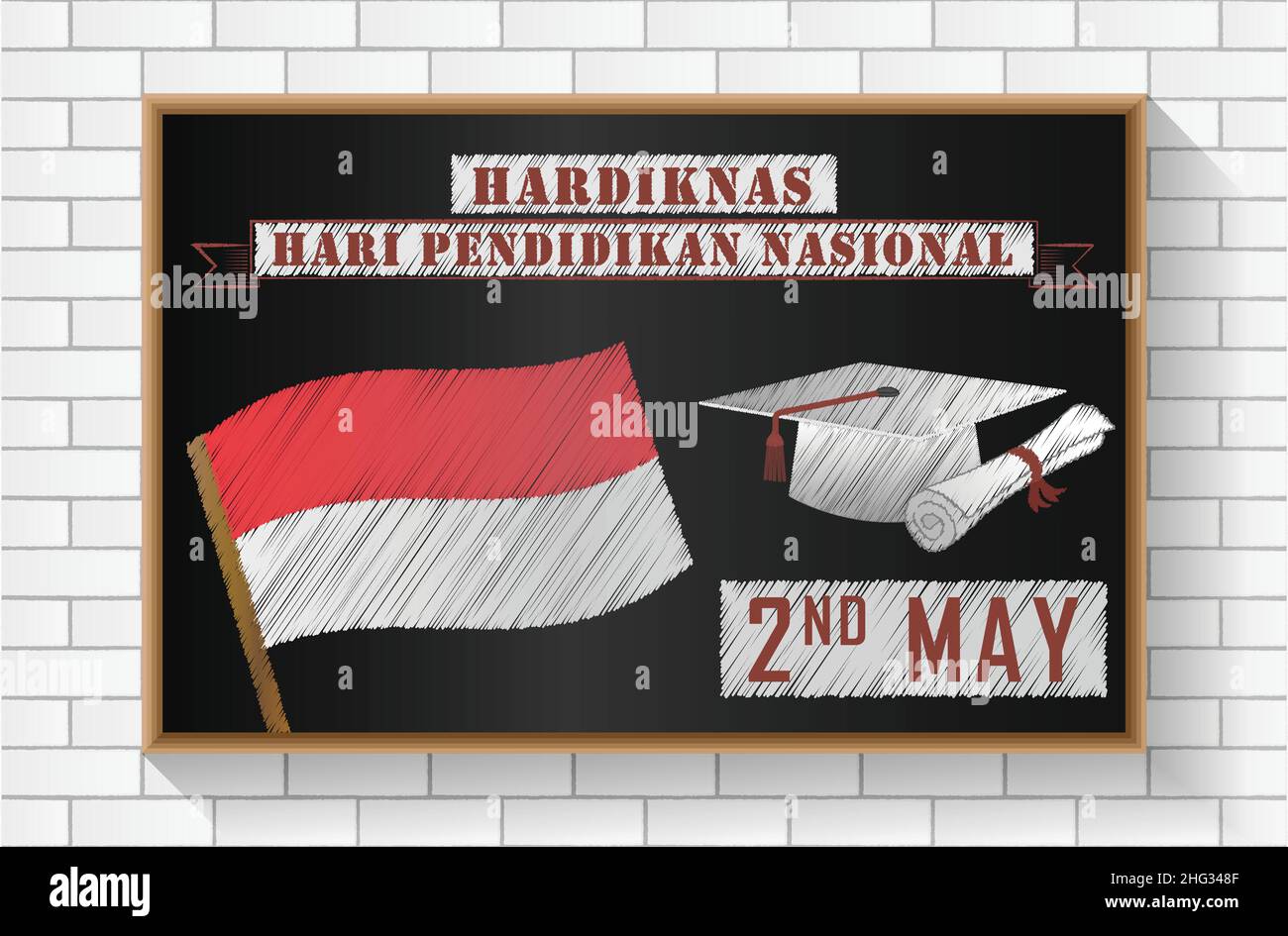 Indonesischer Tag der Bildung auf Tafel Banner Poster Flyer für die 2nd. Mai-Veranstaltung Hari Pendidikan Nasional Stock Vektor