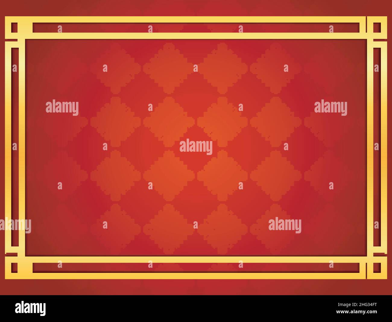 Leere chinesische Karte Hintergrund mit goldenen Linien Rahmen Stock Vektor