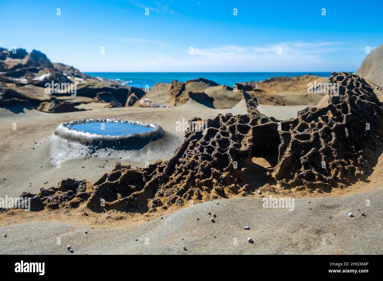 Erstaunliche Felsformationen am Meeresstrand entlang des Great Ocean Walk, Victoria, Australien Stockfoto