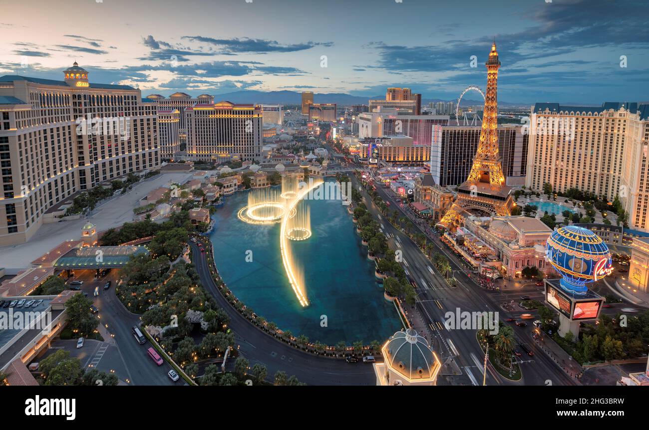 Skyline von Las Vegas bei Sonnenuntergang Stockfoto