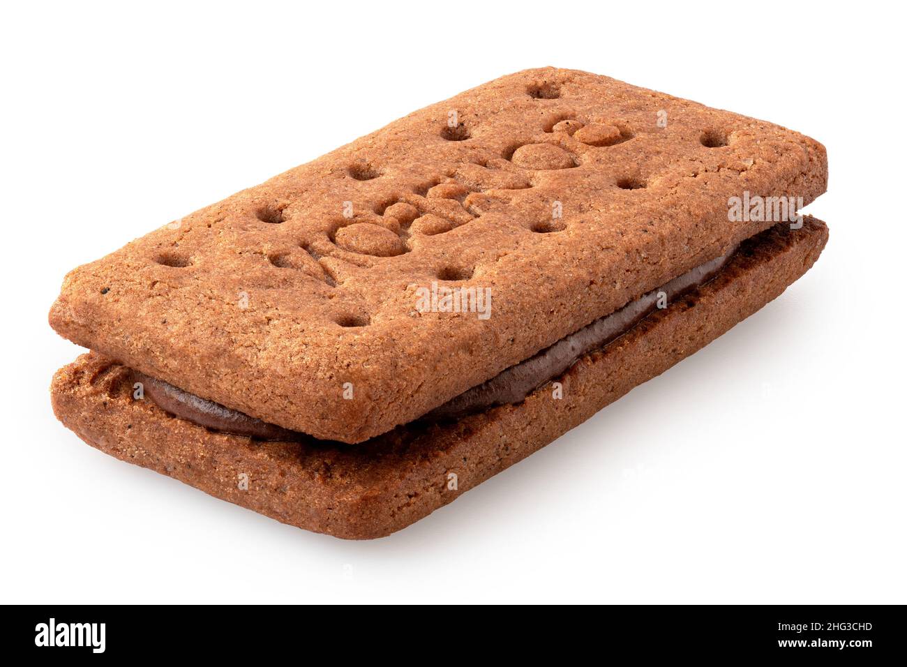 Bourbon Schokoladencreme-Keks isoliert auf weiß. Stockfoto