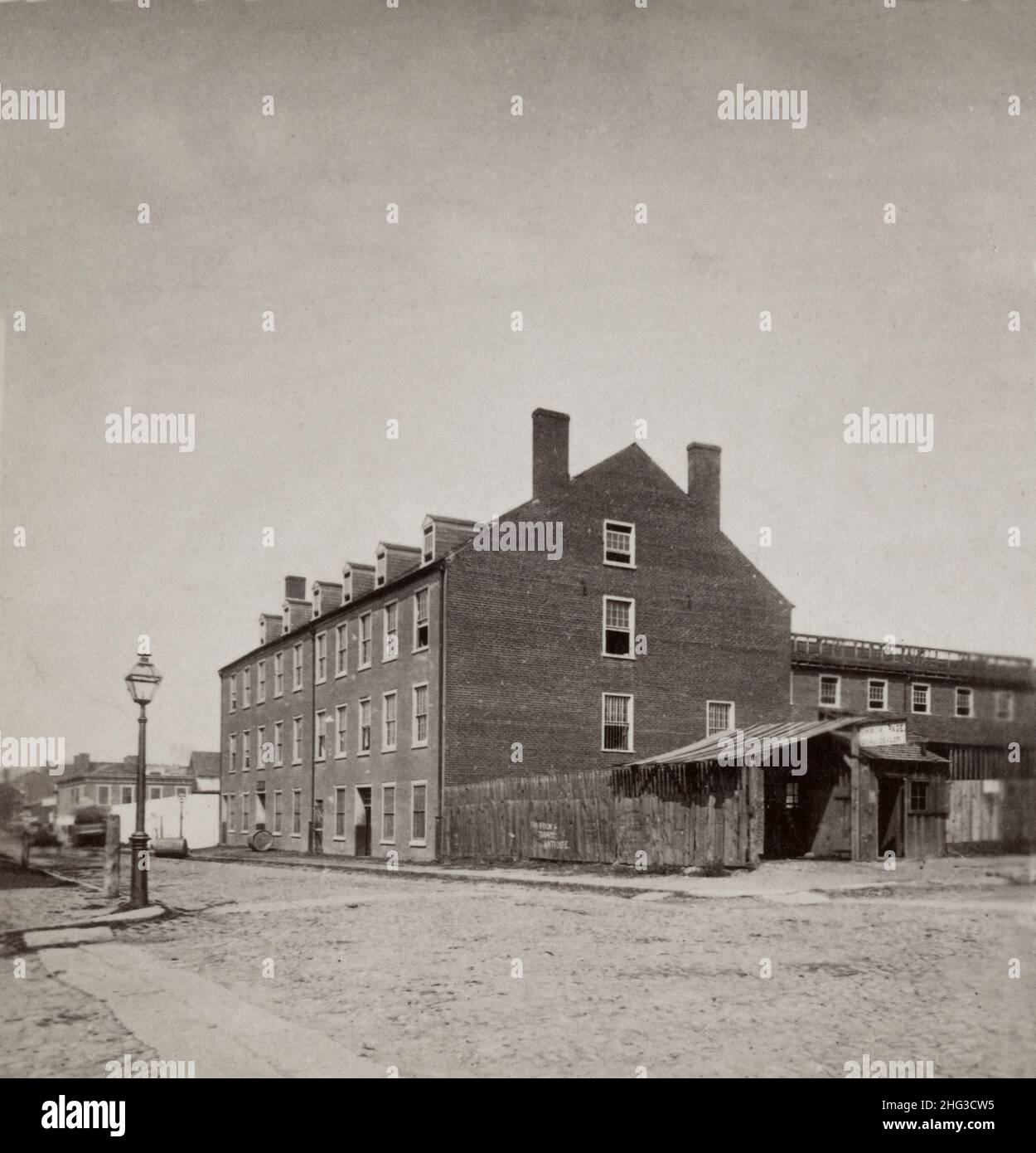 Vintage Blick auf Richmond und Umgebung, und Berglandschaft von Virginia und West Virginia. Castle Thunder - Konföderierten Gefängnis. USA. 1865-1879 Stockfoto