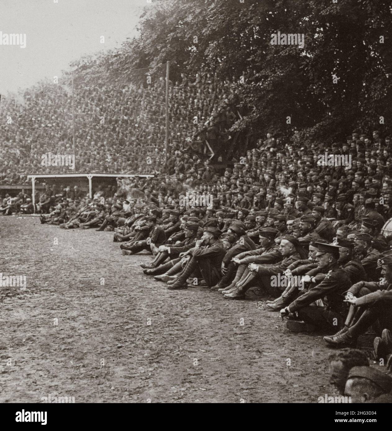 Vintage-Foto des Ersten Weltkriegs 1914-1918. Einführung von Baseballspielen in Deutschland, US Army of Occupation am Rhein. Neuwied, Rheinland-Pfalz, Deutsch Stockfoto