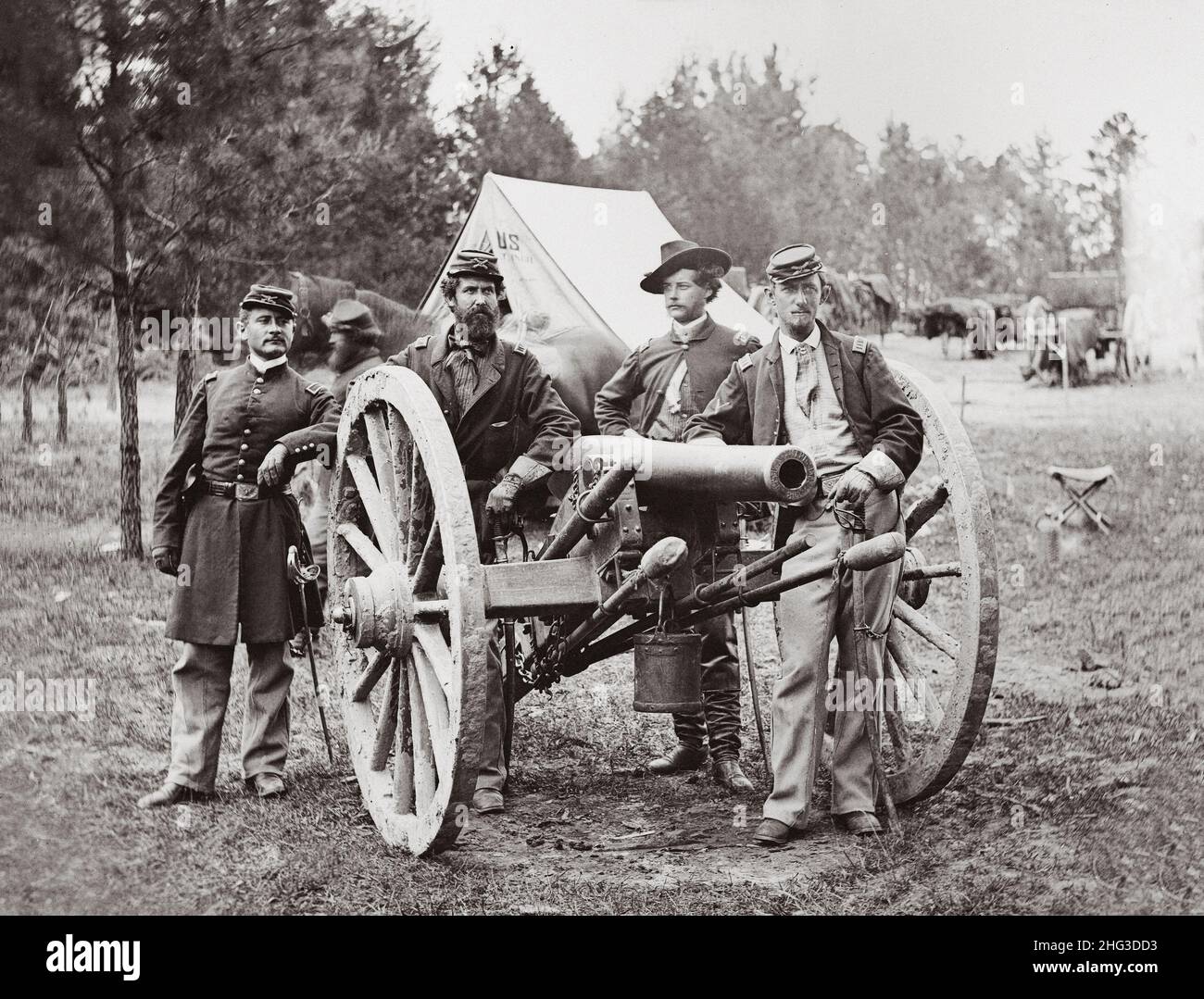 Amerikanischer Bürgerkrieg. 1861-1865. Das Foto zeigt Brigadeoffiziere der Pferdeartillerie unter dem Kommando von Oberstleutn William Hays. Fair Oaks, VA., in der Nähe. LT. R Stockfoto