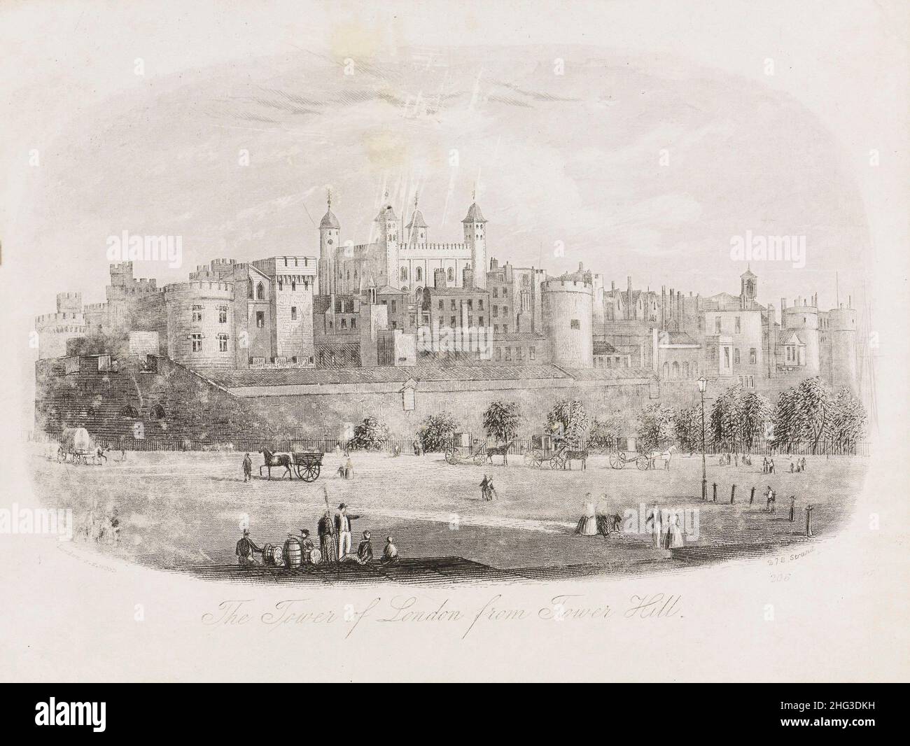Gravur des Tower of London. 1862 der Tower of London, offiziell der Königspalast Ihrer Majestät und die Festung des Tower of London, ist ein historisches c Stockfoto