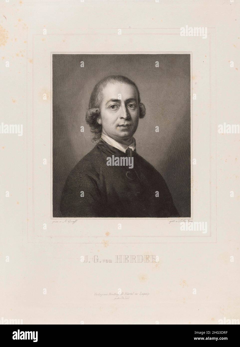 Porträt von Johann Gottfried von Herder. 1835-1850, von Lazarus Gottlieb Sichling (1812-1863) – Grafiker. Johann Gottfried (nach 1802 von) Herde Stockfoto