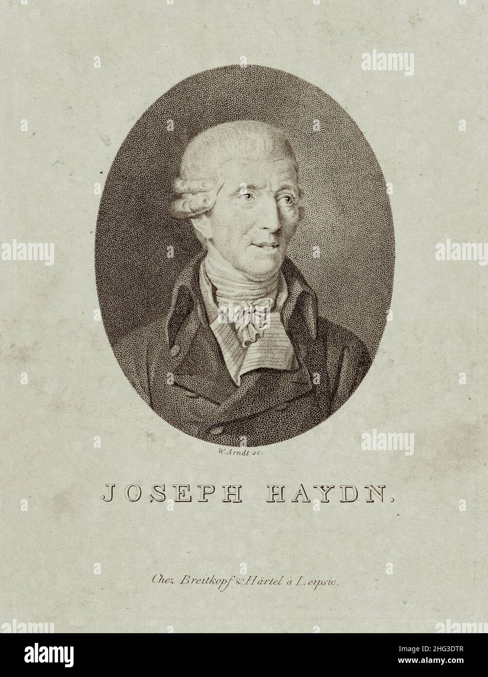 Porträt von Joseph Haydn. 1828, von Rudolf Weber. Wilhelm Arndt (1750-1813) – Grafiker. Franz Joseph Haydn (1732–1809) war ein österreichischer Komponist o Stockfoto