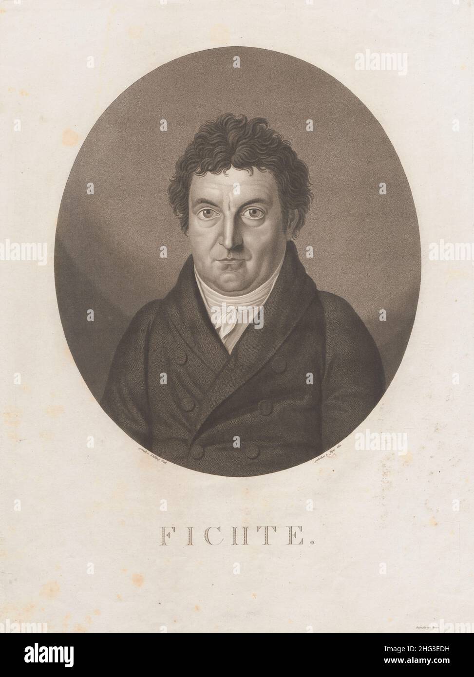 Porträt von Johann Gottlieb Fichte. 1814 Johann Gottlieb Fichte (1762 – 1814) war ein deutscher Philosoph, der zur Gründerfigur des Philosophischen wurde Stockfoto