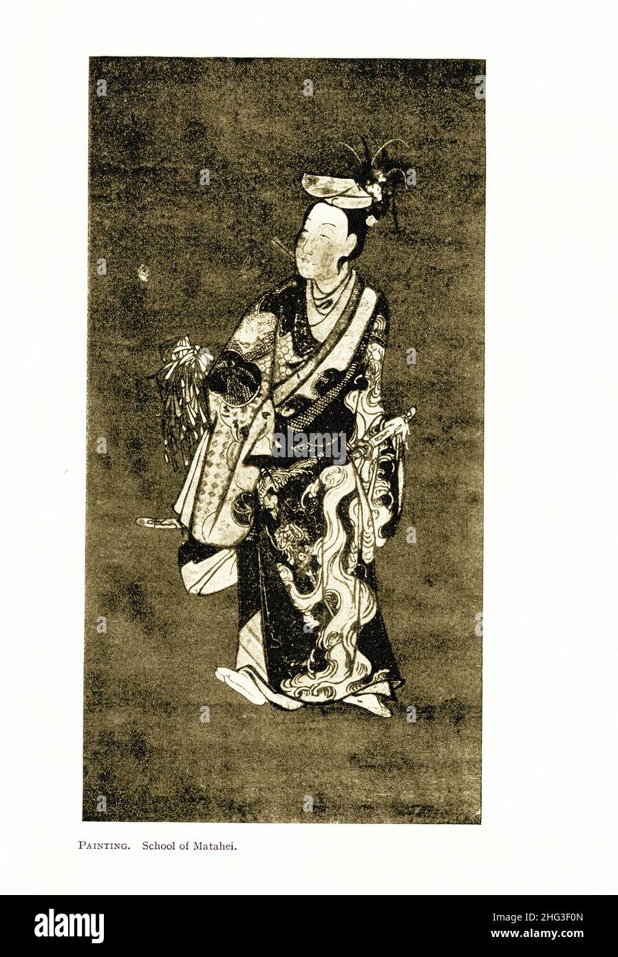 Japanische Malerei des 19th. Jahrhunderts. Schule der Matahei Malerei. Reproduktion der Buchdarstellung von 1912 Stockfoto
