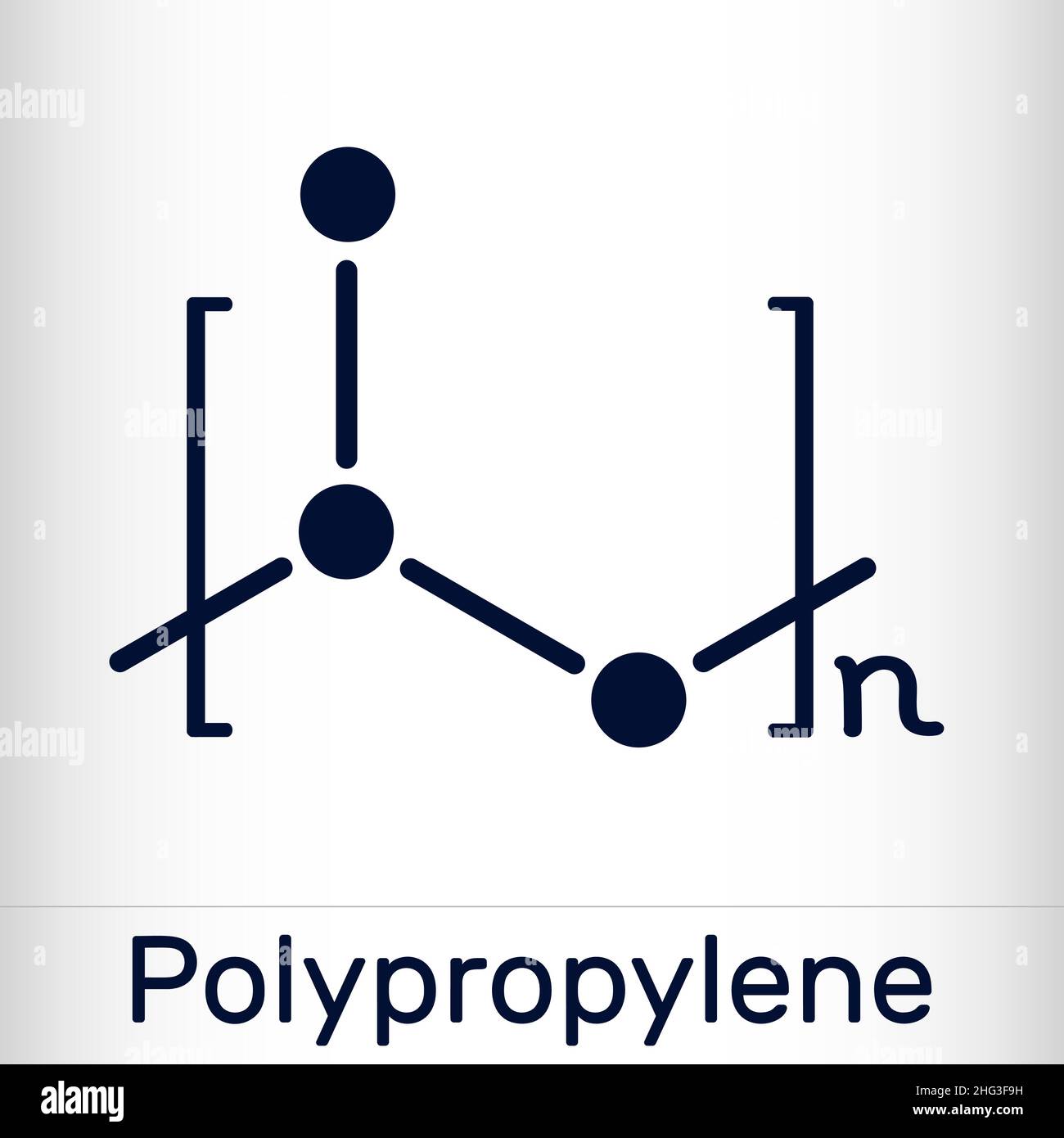 Polypropylen (PP), Polypropen-Molekül. Es ist thermoplastisches Polymer aus Propylen. Chemische Formel des Skeletts. Vektorgrafik Stock Vektor