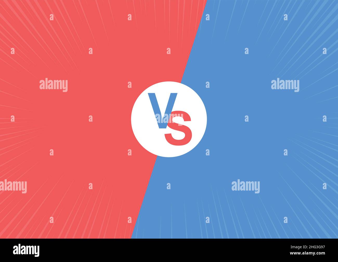 VS gegen Kampf zwischen Kämpfern oder Teams auf rot-blauem Hintergrund Vektorgrafik Stock Vektor