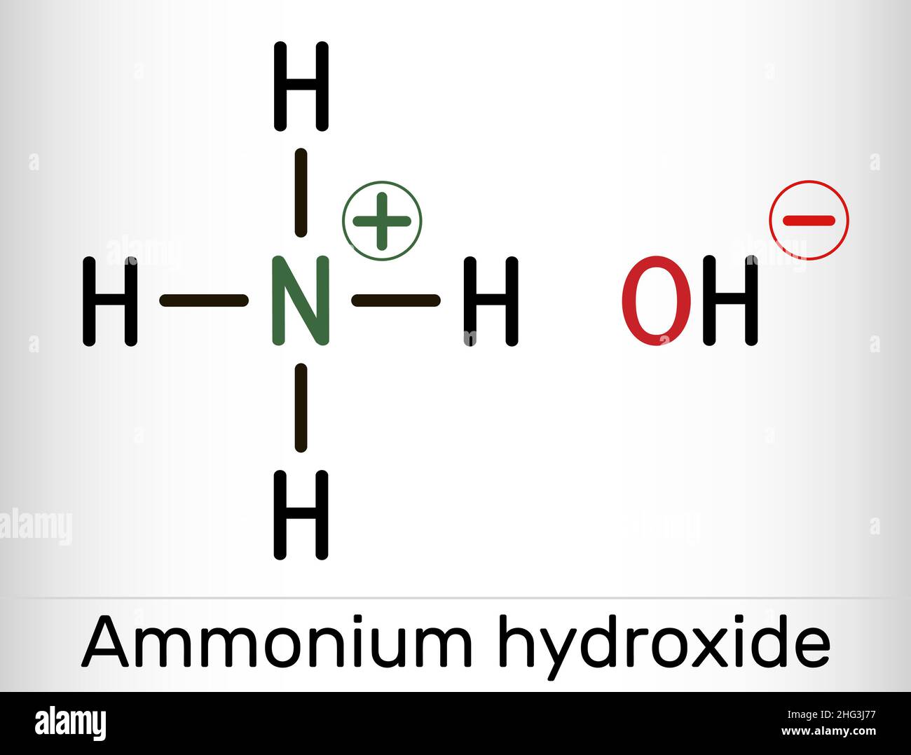 Ammoniumhydroxid, Ammoniaklösung, NH4OH Molekül. Chemische Formel des Skeletts. Vektorgrafik Stock Vektor