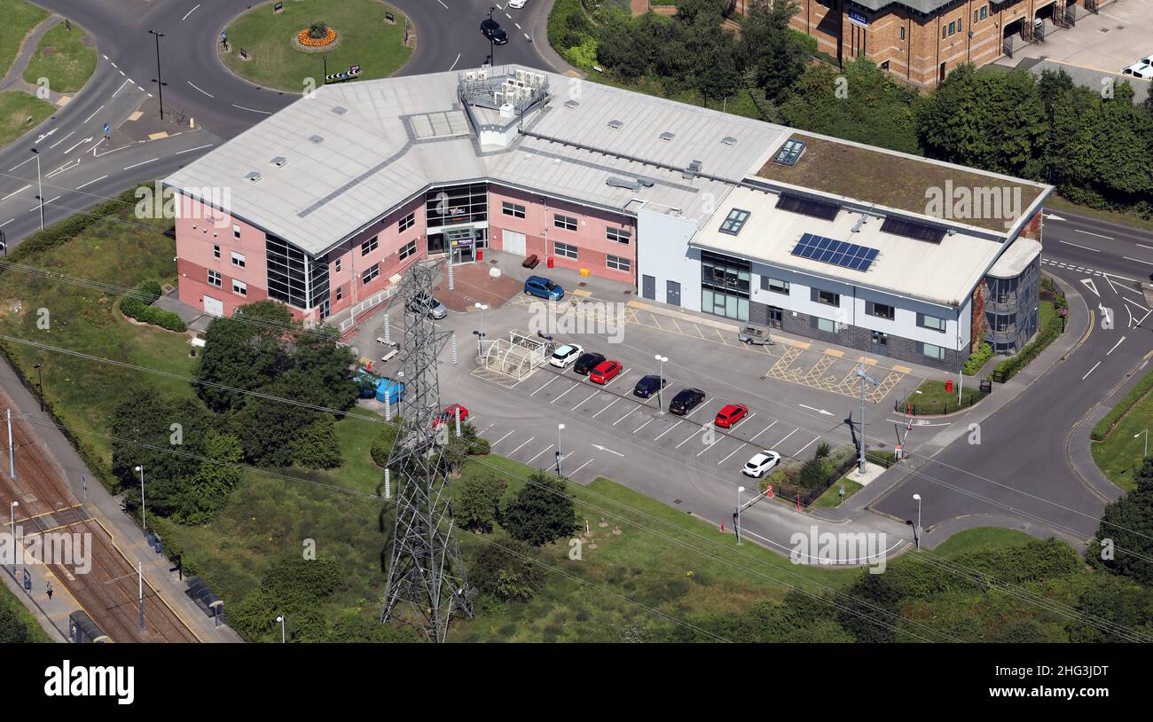 Luftaufnahme des Sheffield College Peaks Campus, South Yorkshire Stockfoto