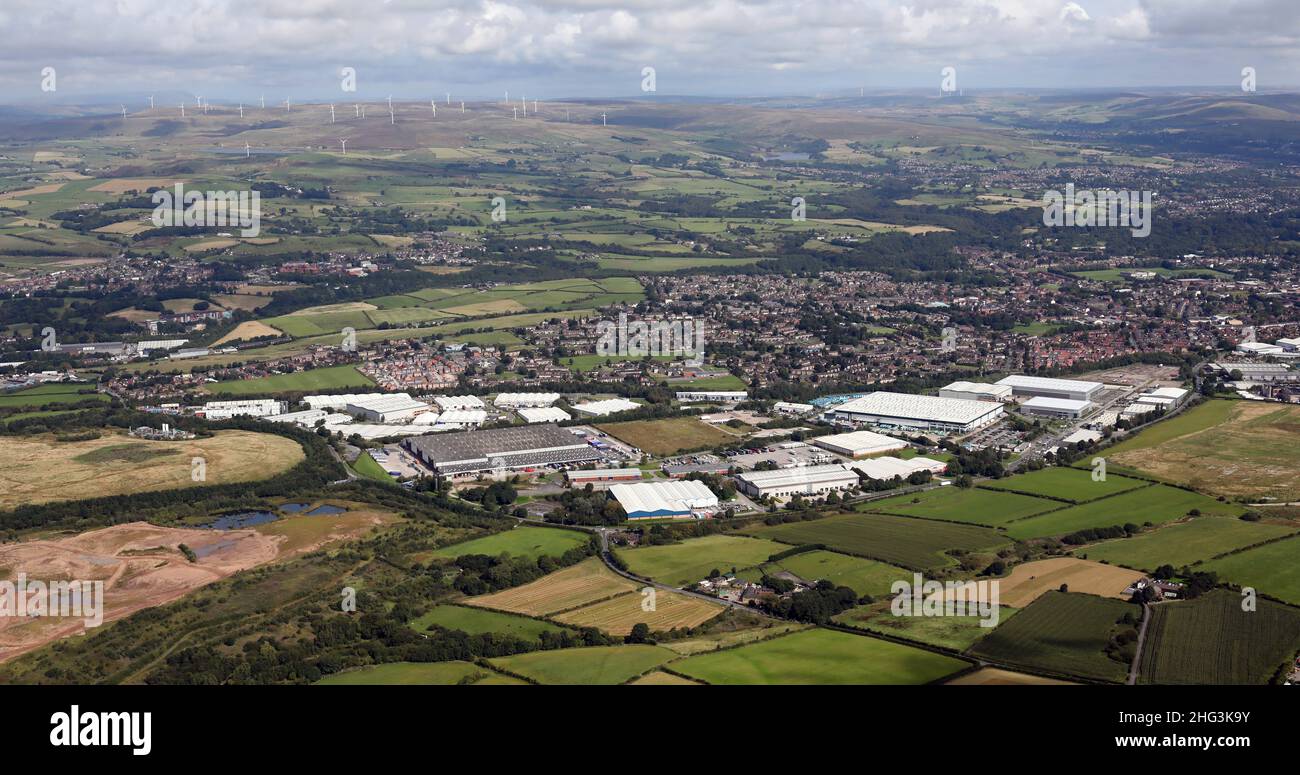 Luftaufnahme des Heywood Distribution Park, Manchester Stockfoto