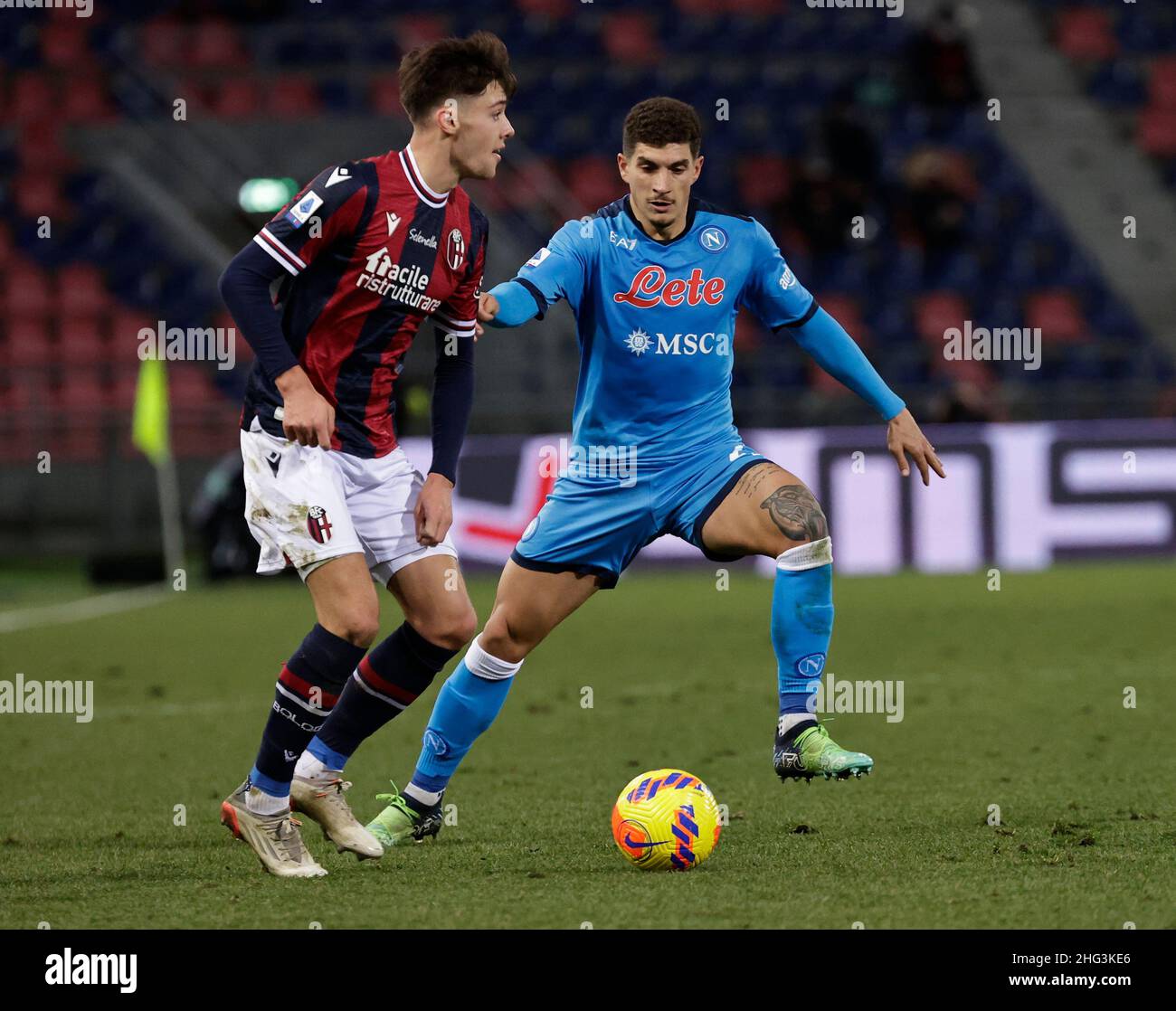 Während der Serie A Liga Fußball, Bologna gegen Neapel:, Dall'Ara Stadium, Bologna, Italien Stockfoto