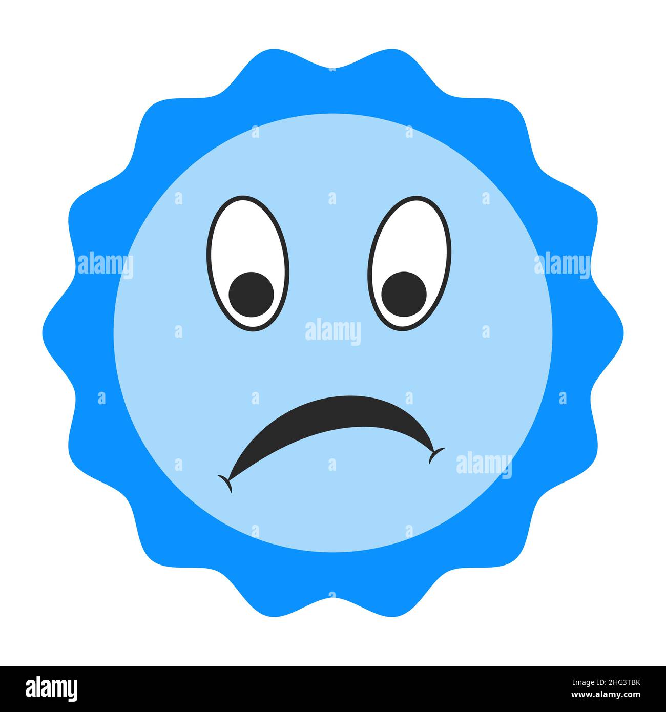 Smiley-Symbol wütend unglücklich Emotionen blau Sonne Smiley traurig Stock Vektor