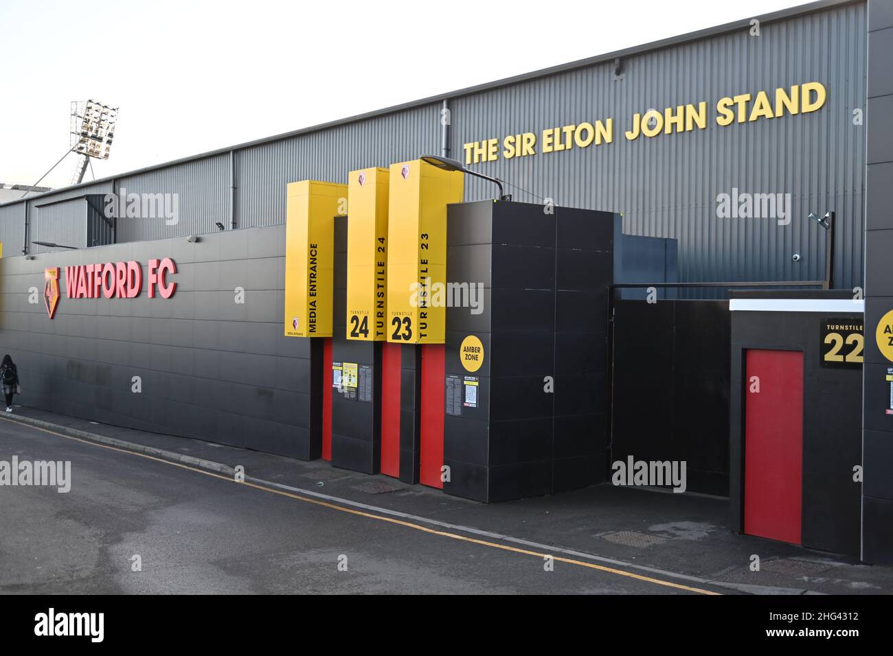 Sir Elton John Stand Watford Football Club Stadion Stockfoto