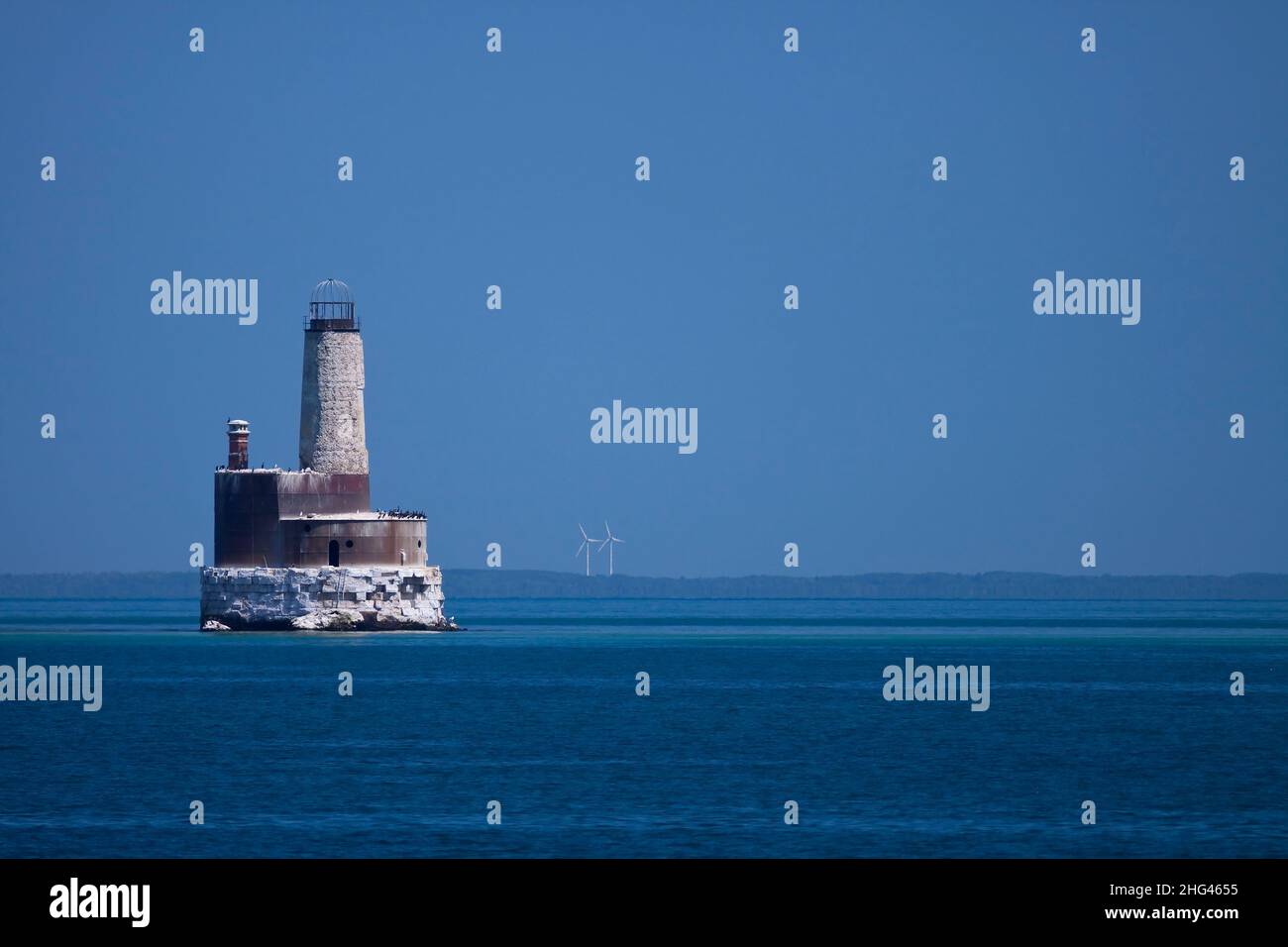 Waugoshance Leuchtturm In Ruinen Am Lake Michigan Stockfoto