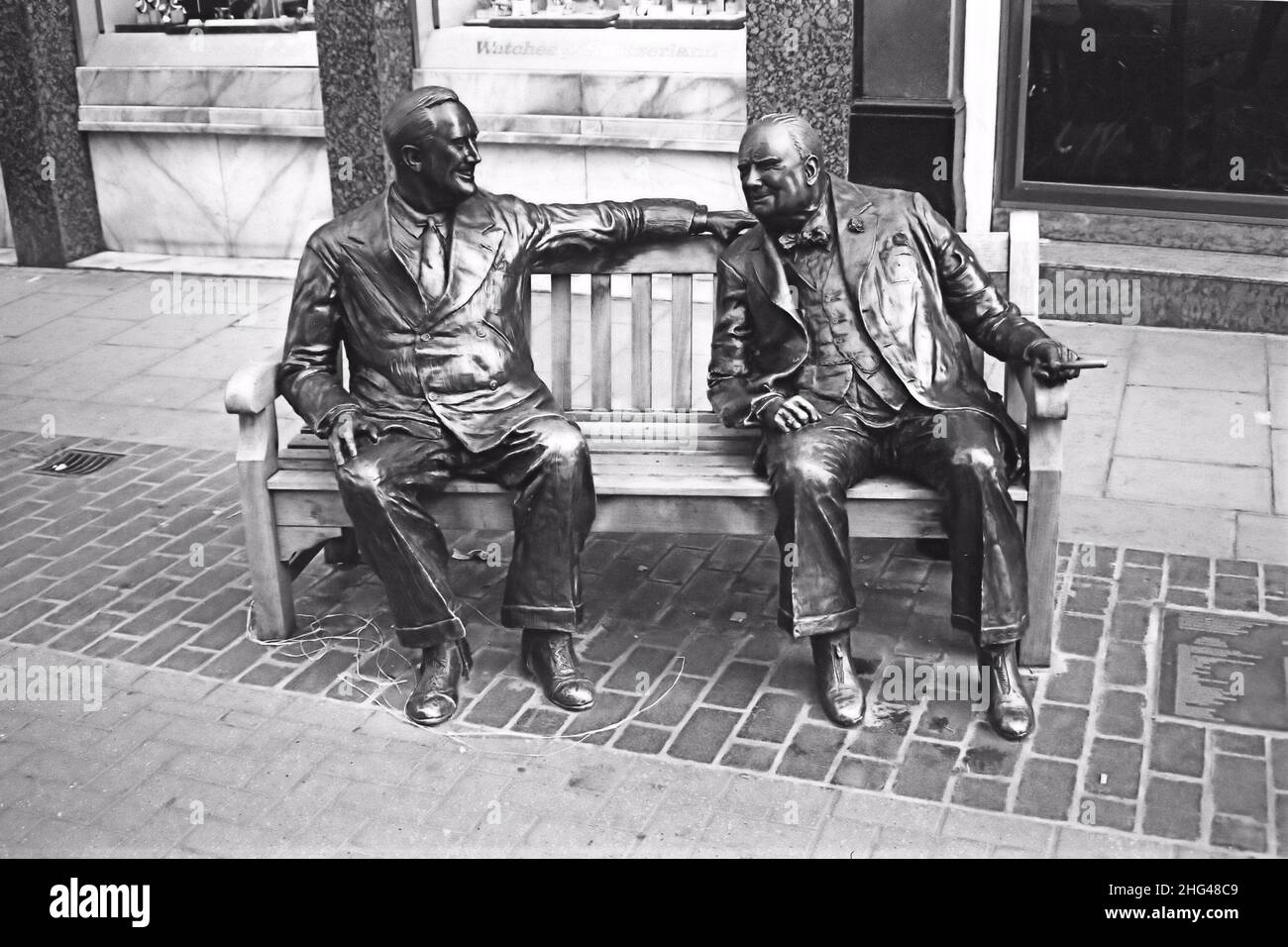 Churchill & Roosevelt Allies Sculpture London Stockfoto