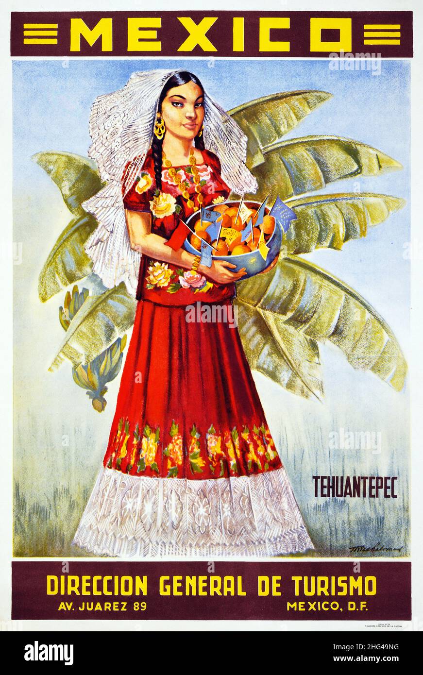 Mexiko. Tehuantepec. Künstler unbekannt. Plakat veröffentlicht im Jahr 1940s in Mexiko. Stockfoto