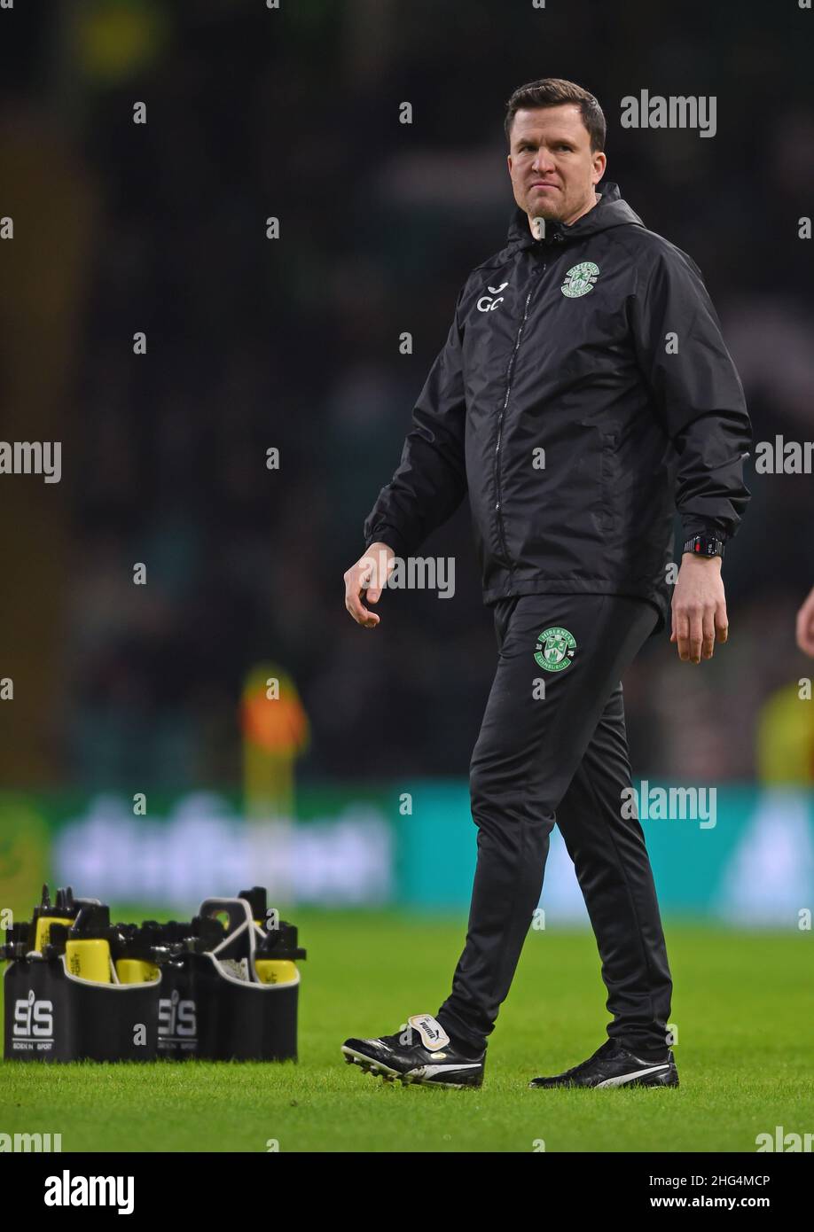 Glasgow, Schottland, 17th. Januar 2022. Gary Caldwell Hibernian Assistant Manger während des Spiels der Scottish Premier League im Celtic Park, Glasgow. Bildnachweis sollte lauten: Neil Hanna / Sportimage Stockfoto