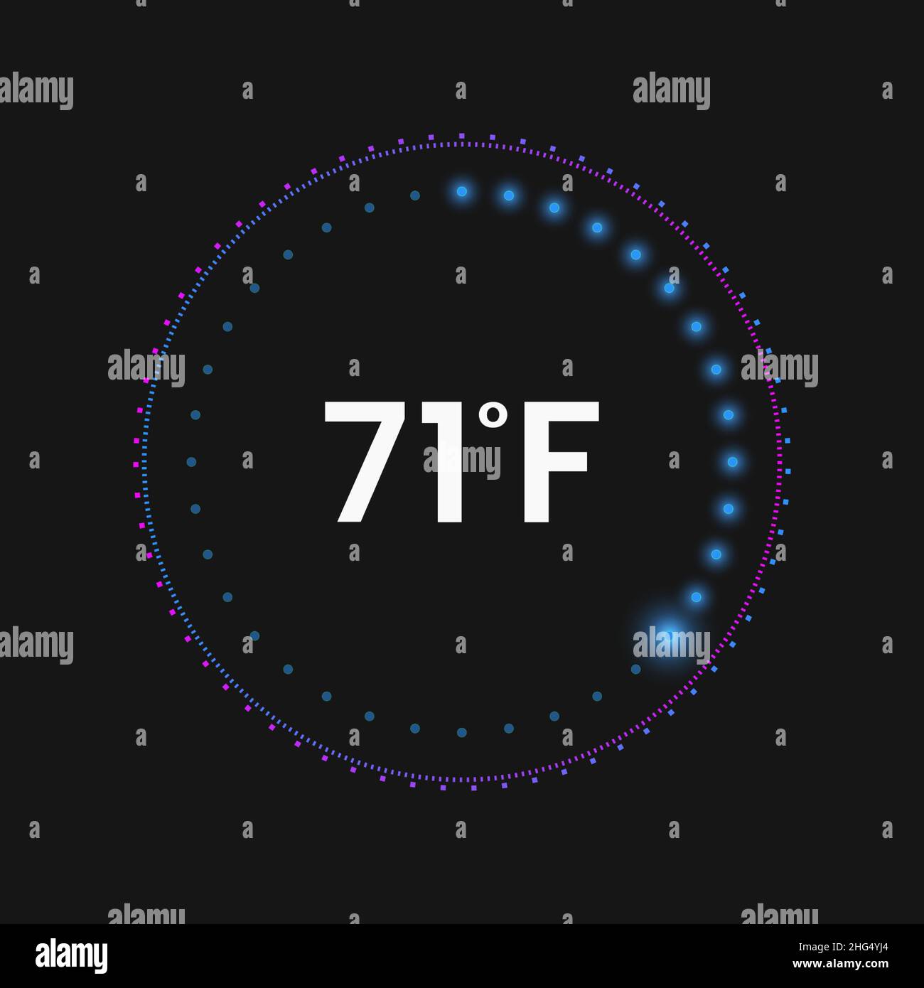 Thermostatregler. Klimareglerknopf mit Fortschrittsbalken. Temperatur-Dashboard-UI. Vektorgrafik. Stock Vektor