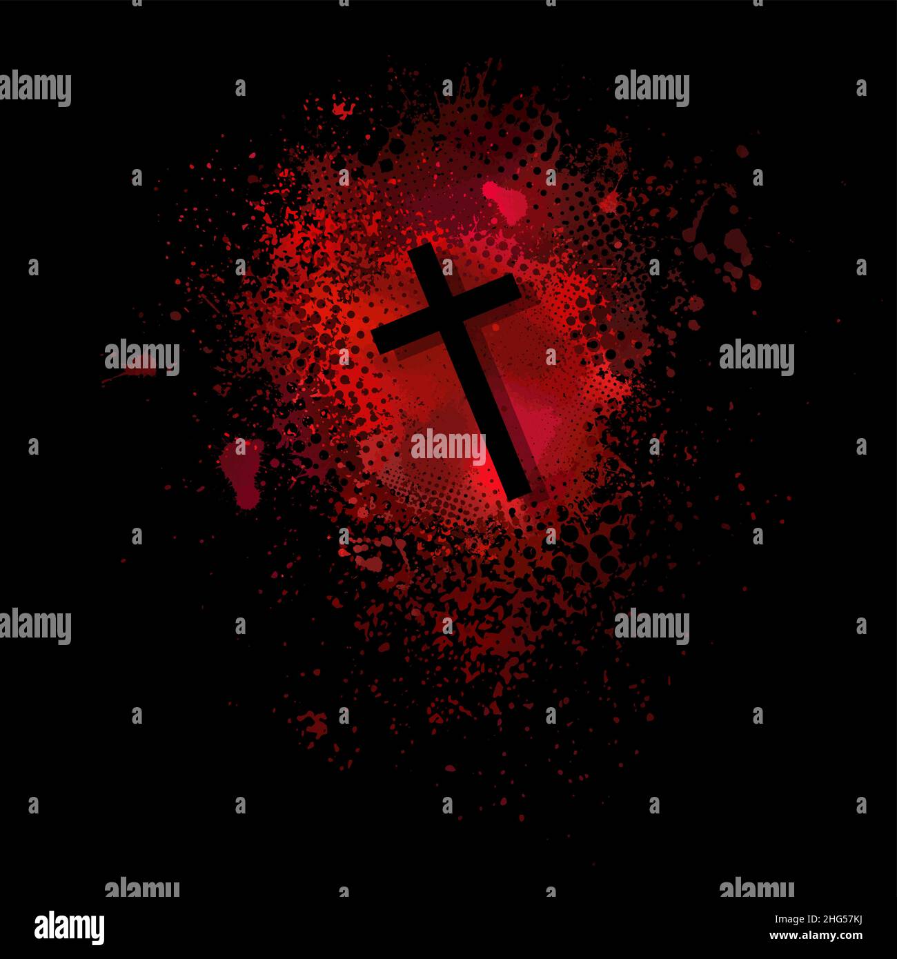 Pinselstrich auf schwarzem Hintergrund. Japanischer Stil. Vektordarstellung von Grunge-Flecken Stock Vektor