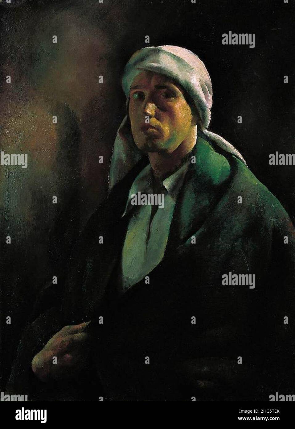 Selbstporträt (Selbstporträt mit einem Turban). Stockfoto