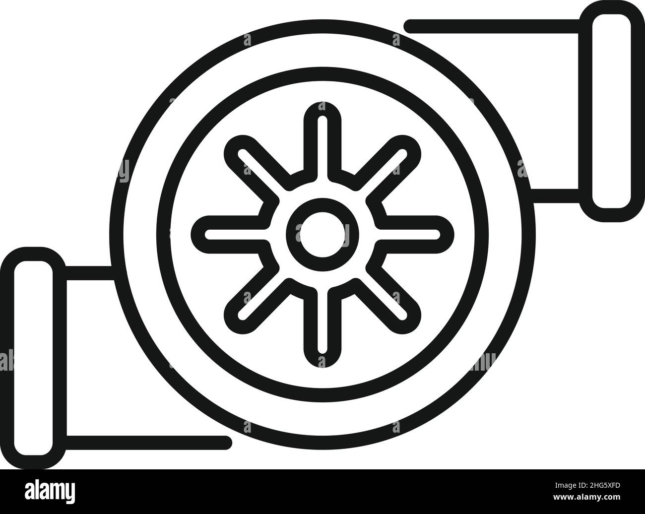 Auto Turbo Symbol Umriss Vektor. Motorladegerät. Motorturbine Stock Vektor