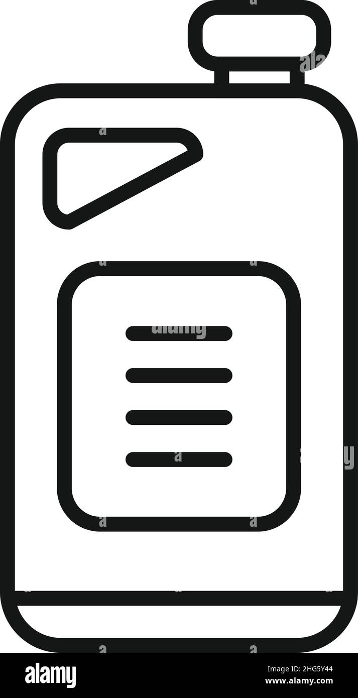 Vektor der Symbolumrisse des Ölkanisters. Automotor. Motor kann Stock Vektor