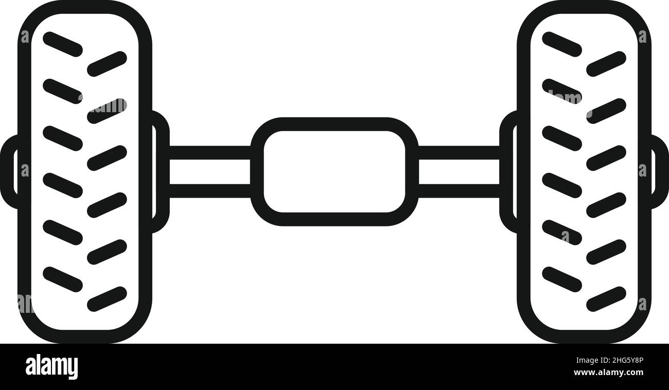 Vektorgrafik der Symbolumrisse der Autoaufhängung. Radreifen. Autoteil Stock Vektor
