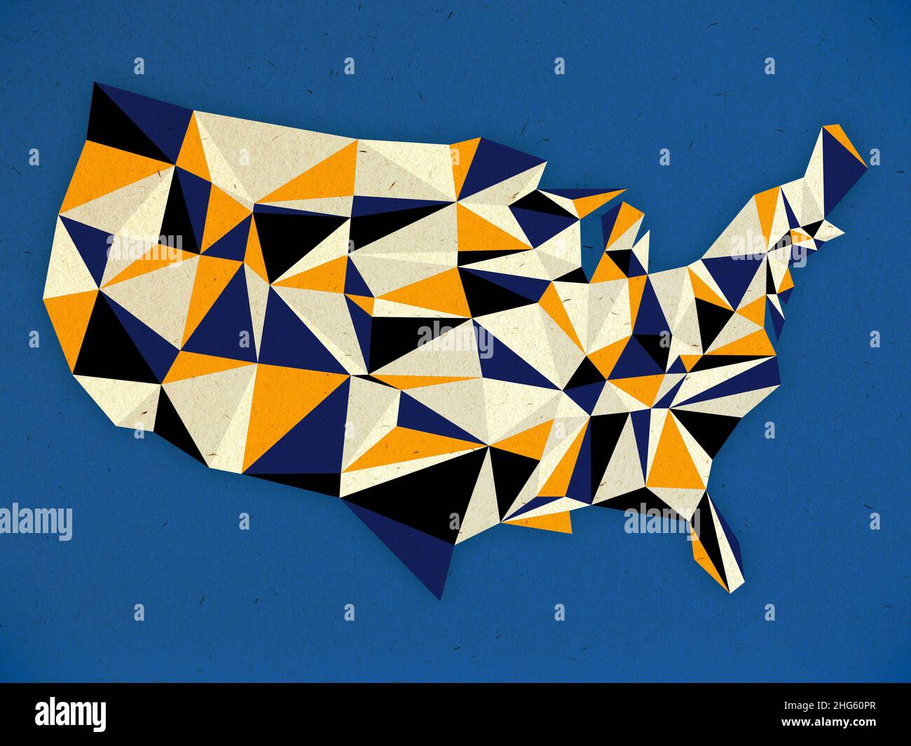 Eine abstrakte, geometrische Karte der Vereinigten Staaten Stockfoto