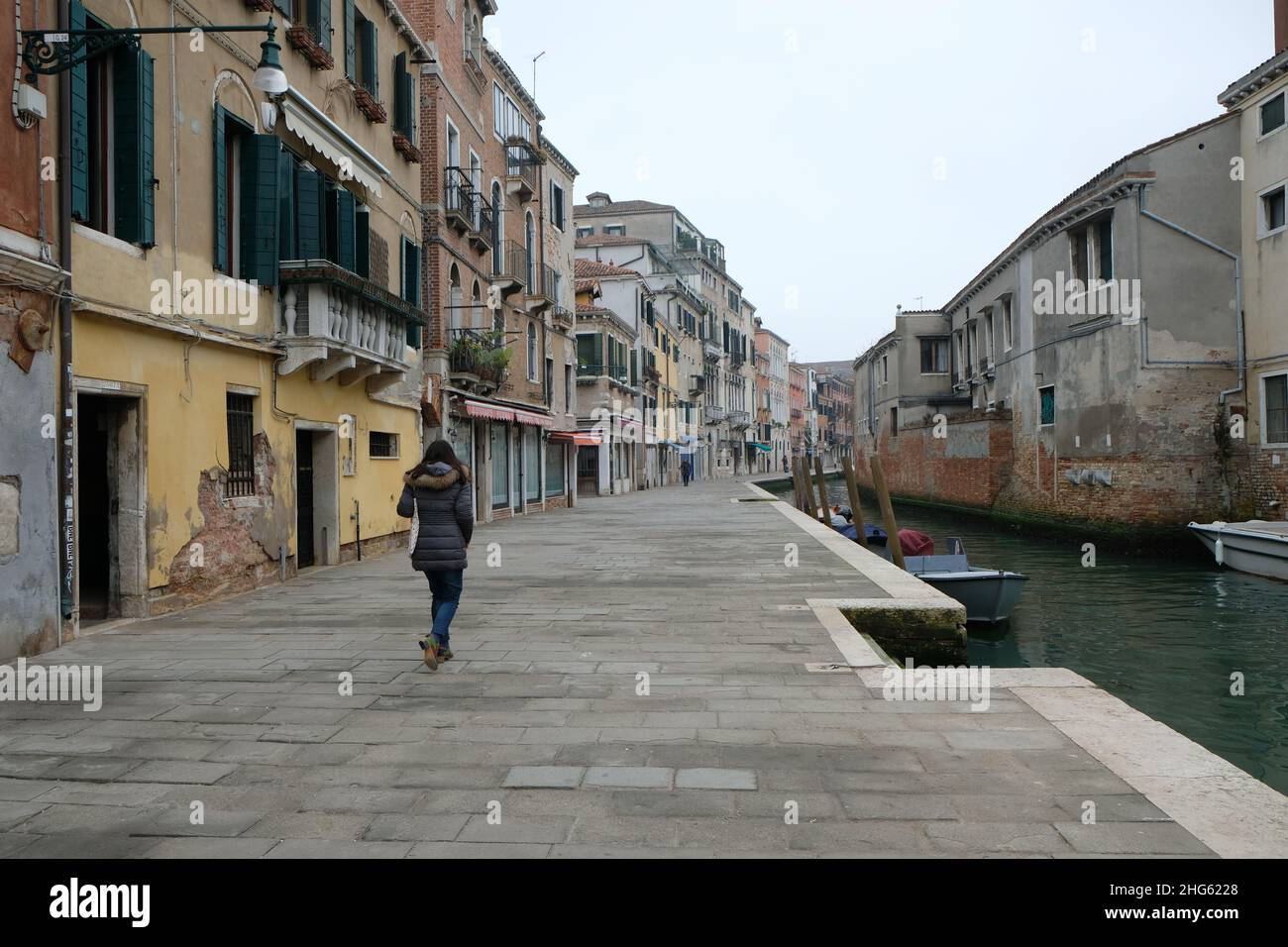 Venedig verlassene während der Sperre in einem beispiellosen Kampf gegen das Coronavirus, in Venedig, Italien, 13. März 2020. (MVS) Stockfoto