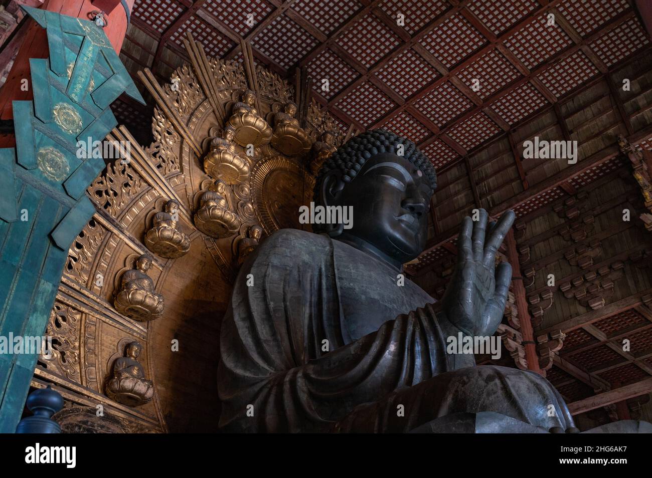 Ein Bild der großen Buddha-Statue, der Hauptattraktion des Todai-JI-Tempels. Stockfoto