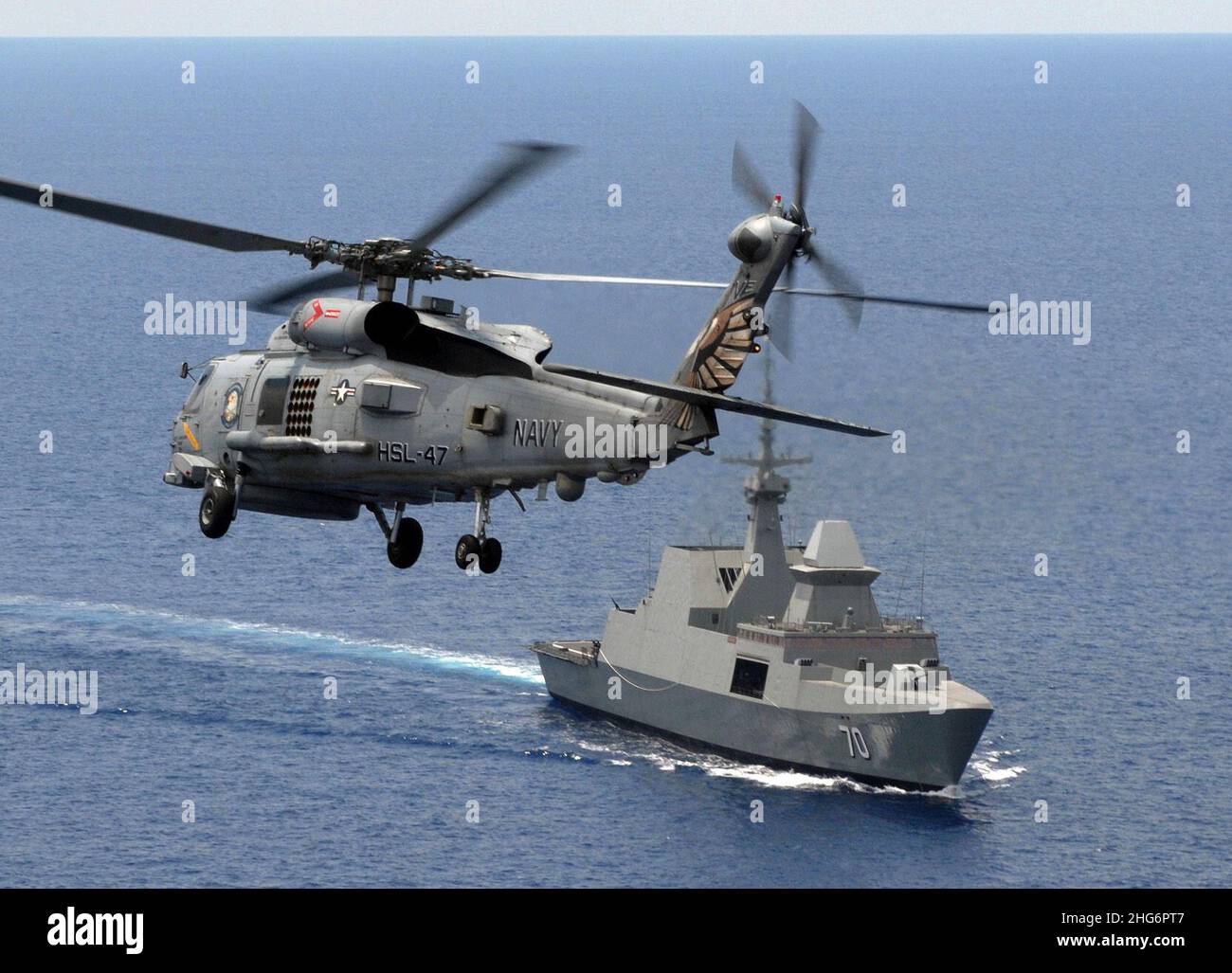 SH-60B Seahawk, RSS Steadfast (70), april 2008 . Stockfoto