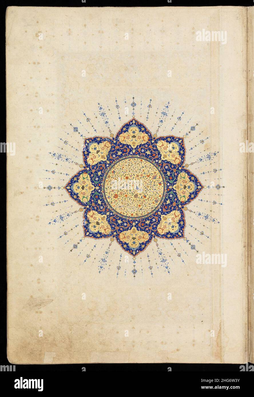 Shamsa. Der Ruzbihan-Koran (CBL ist 1558, f.2a). Stockfoto