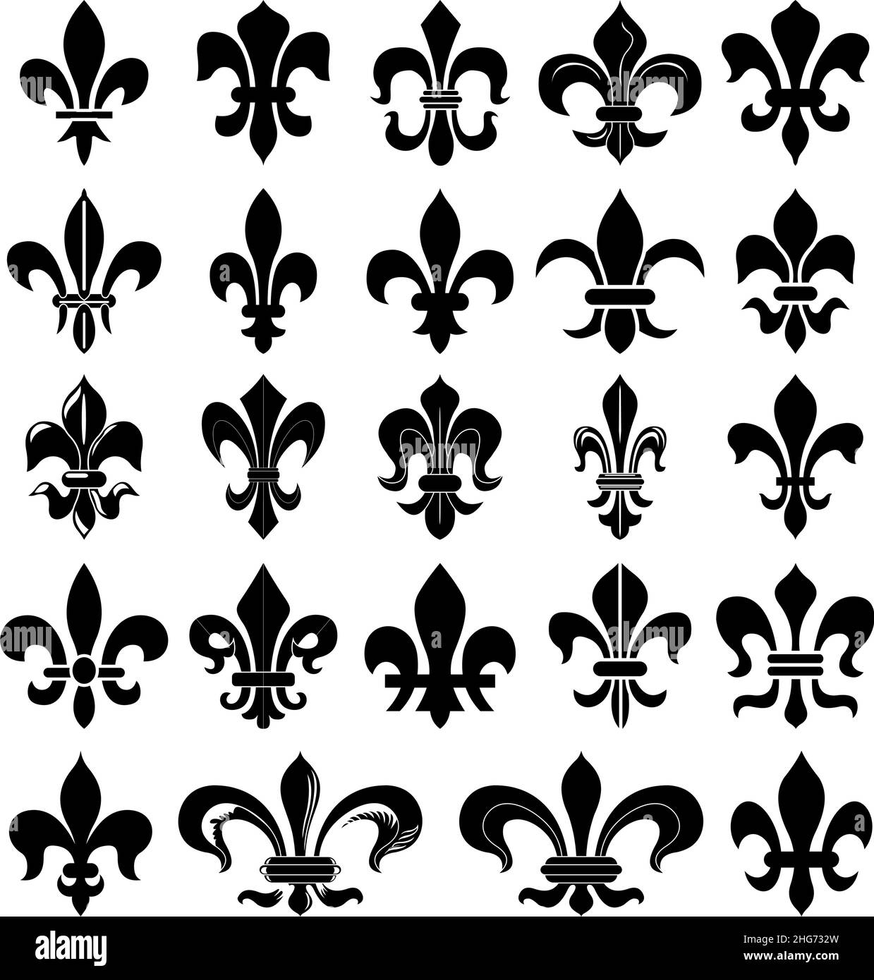 Fleur de lys Heraldry Lilie Set Stock Illustration Stock Vektor