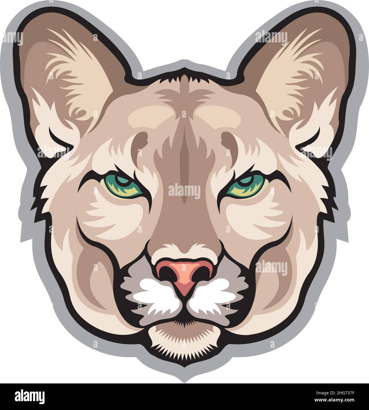 Cougar (Puma, Berglöwe) Tiermaskottchen Stock Vektor