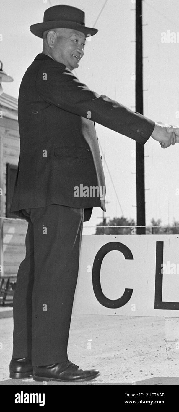 Shuichi Yamamoto Detail, Granada Relocation Center, Amache, Colorado. Shuichi Yamamoto, der letzte Amache Evakuierte, um den Grad zu verlassen. . . Stockfoto