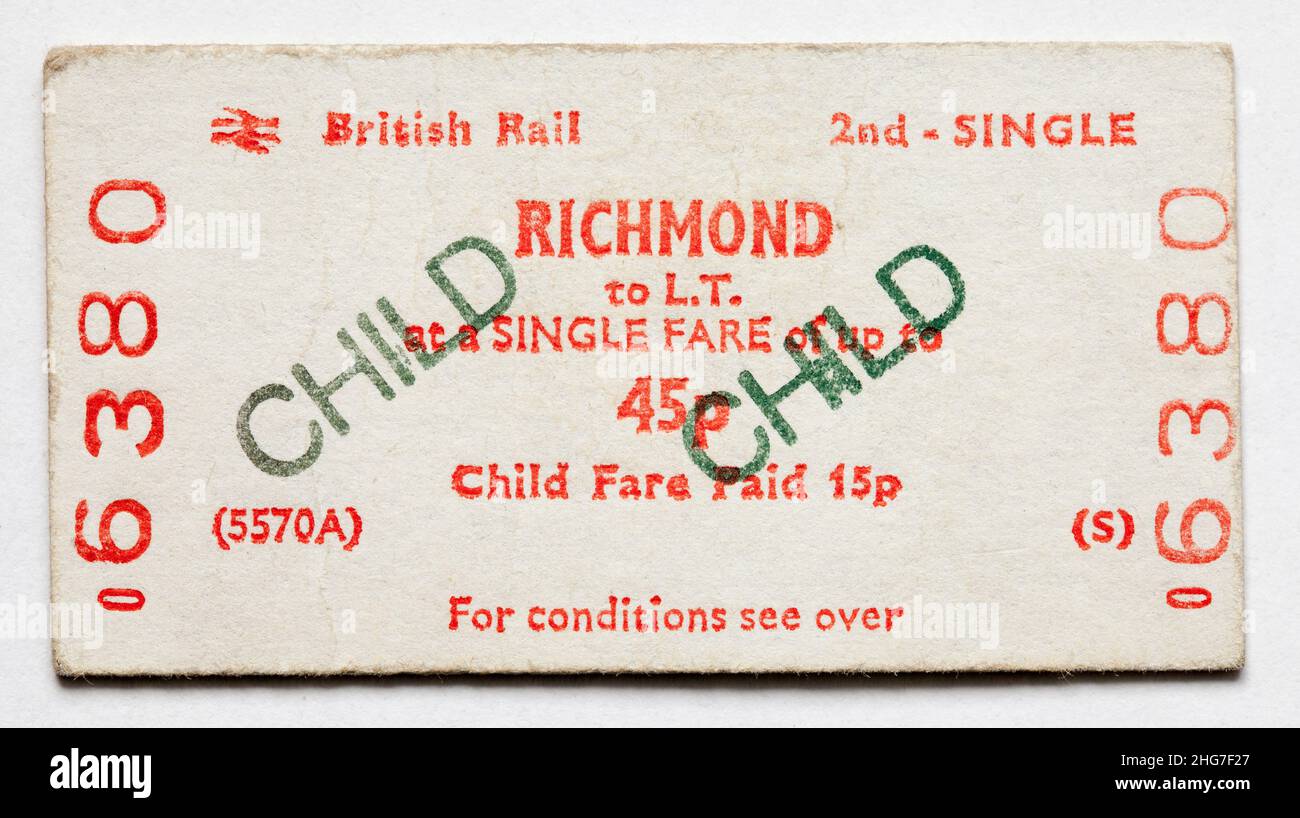 1970s British Railway Train Ticket - Richmond London Stockfoto
