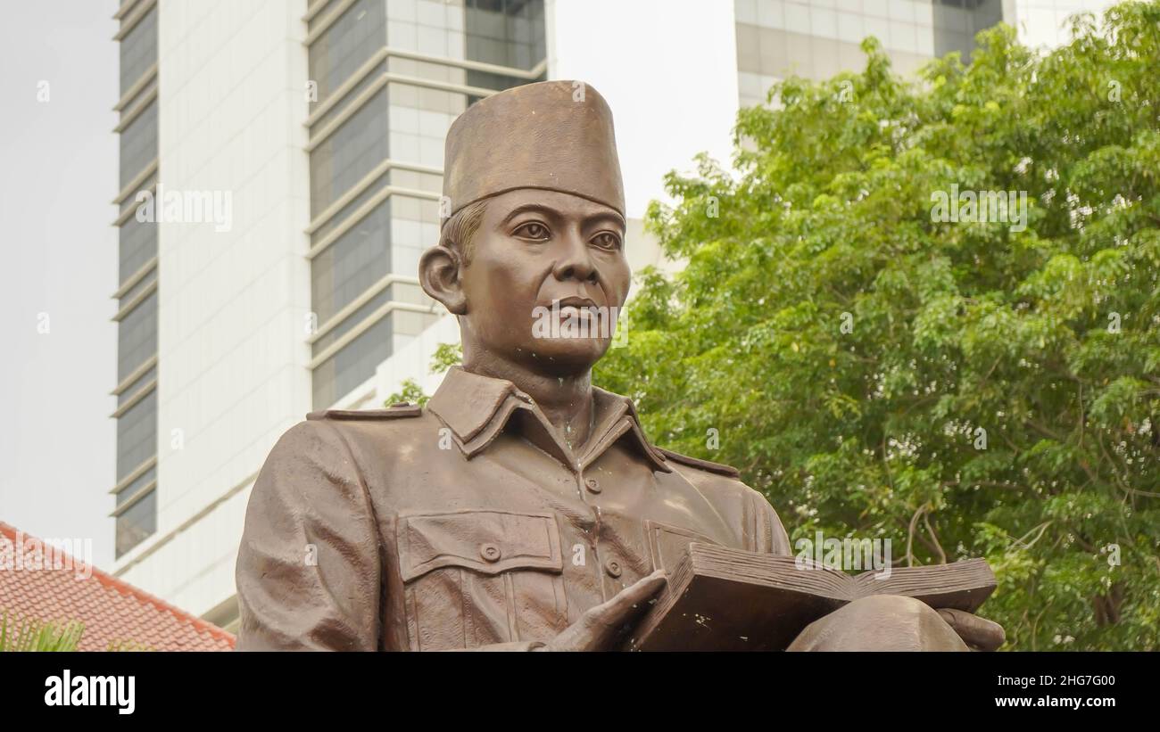 Jakarta, indonesien - 4th. Januar 2022: Soekarno-Statue in Jakarta Stockfoto