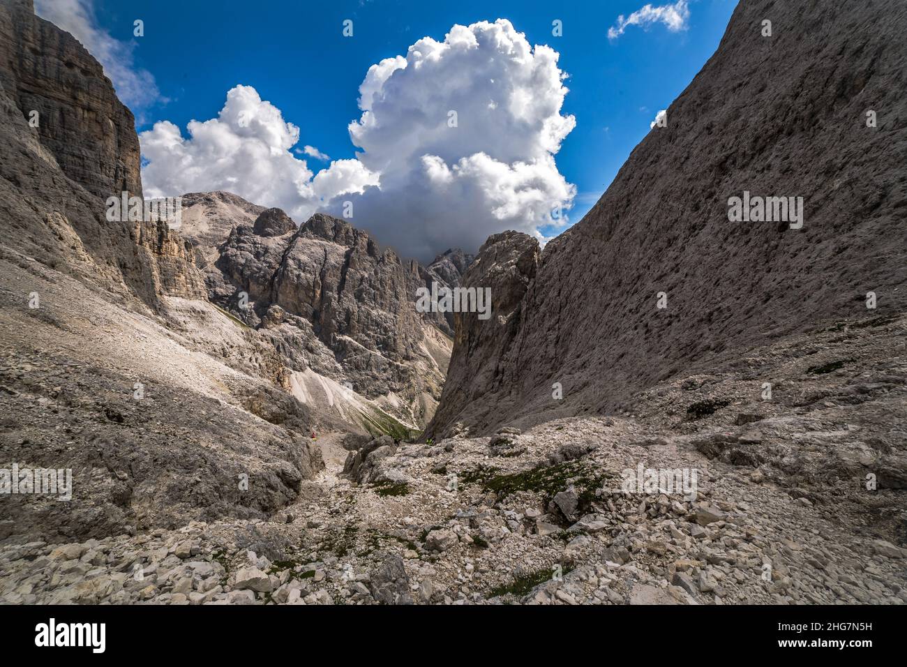 Torri del Vajolet in Rosengarten Dolomit alpenpanorama, Trentino Italien Stockfoto
