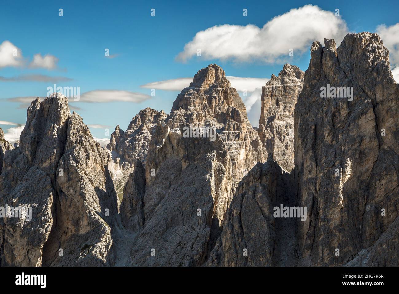 Cadini di misurina Dolomit alpengipfel, Trentino-Südtirol, Italien Stockfoto