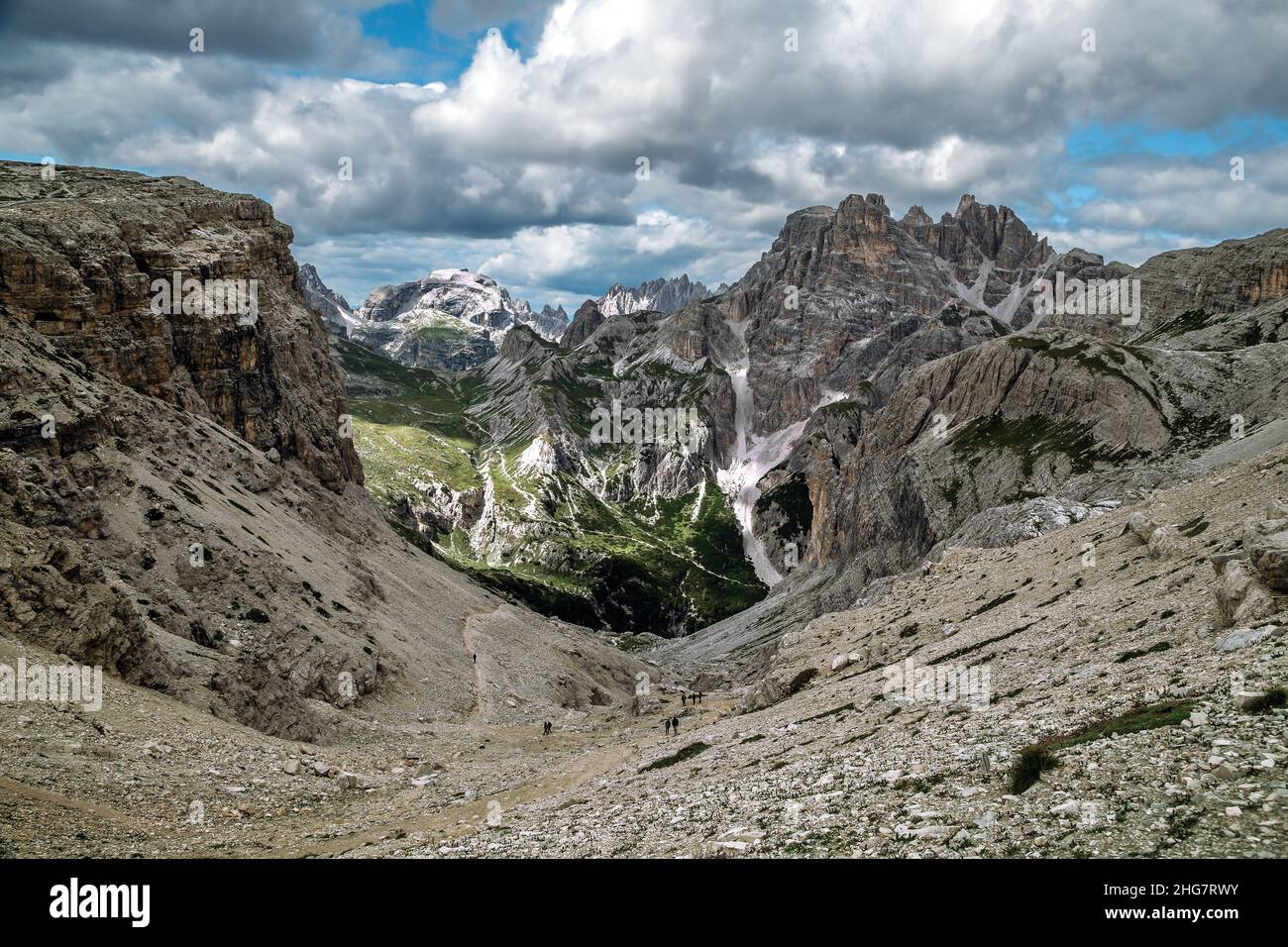 Italienische alpenlandschaft im Nationalpark Tre cime Lavaredo dolomite Stockfoto