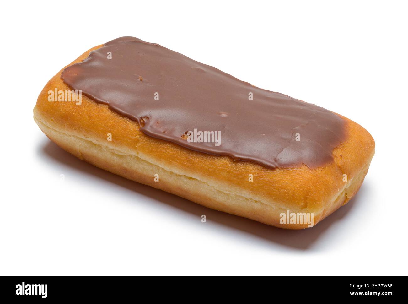 Single Chocolate Bar Donut Cut Out on White. Stockfoto