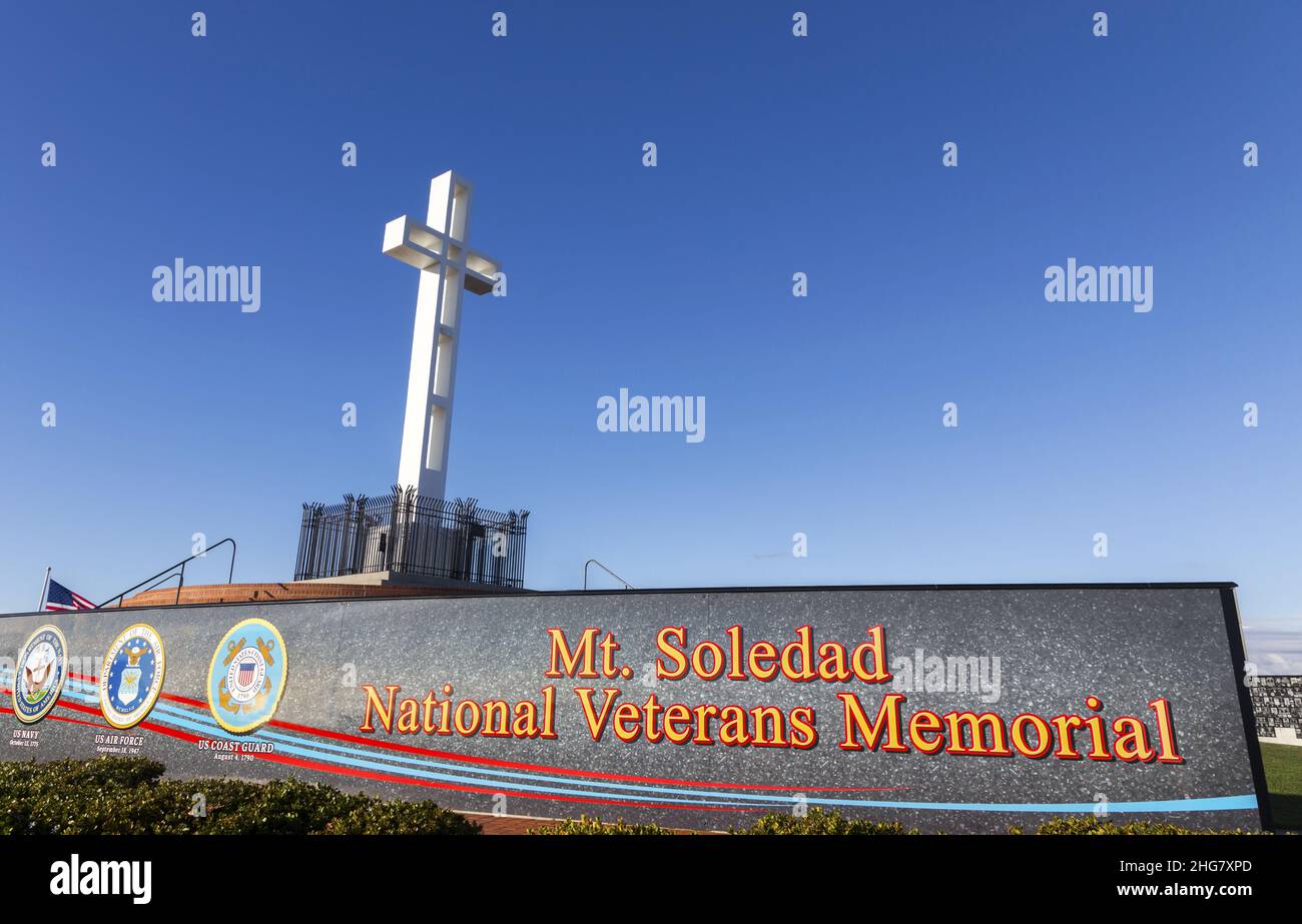 Mount Soledad National Veterans Memorial Cross Structure San Diego California USA Blue Sky Stockfoto