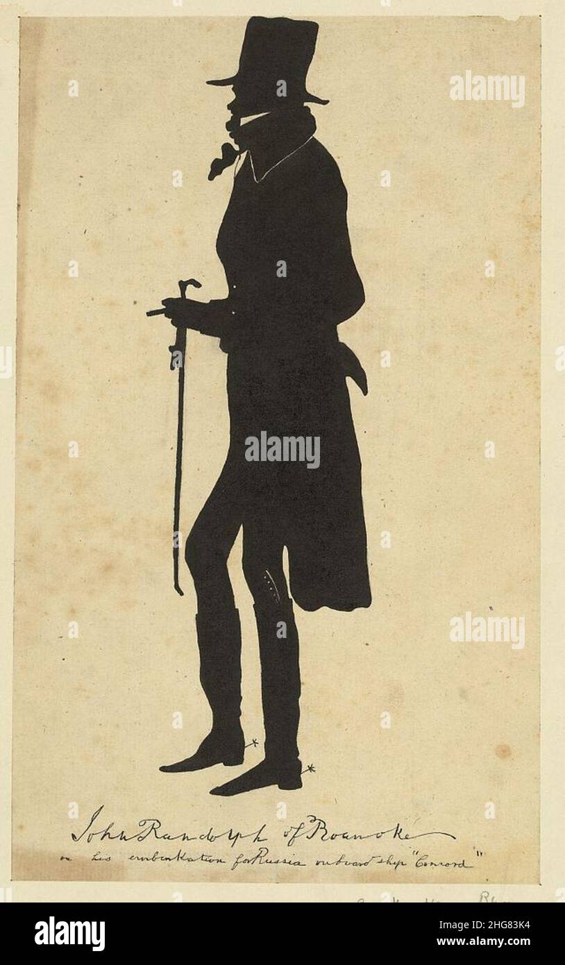 Silhouette von John Randolph von Roanoke von William Henry Brown. Stockfoto