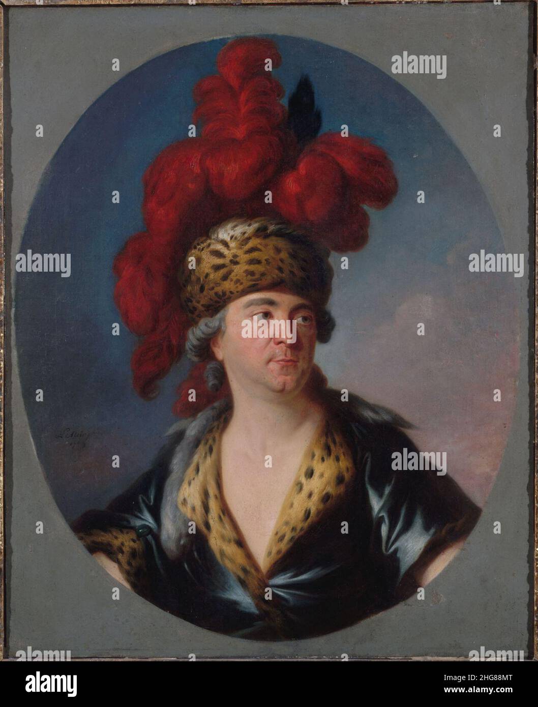 Simon-Bernard Lenoir - Portrait de Henri-Louis Lekain (1728-1778), dans le rôle de Gengis-Khan de ''l'Orphelin de la Chine'', tragédie de Voltaire Stockfoto