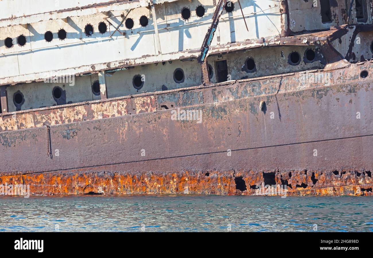 Schiffswrack in Arrecife (Lanzarote) Spanien, vor vielen Jahren versenkt Stockfoto